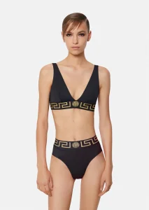 Luxury Womens Clothong Versace Black Logo Jacquard Lingerie Set SML A154PP680 AA150716