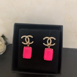 Chanel Crystals CC Logo Earrings 