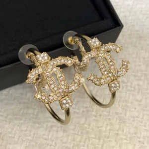 Chanel Crystals CC Logo Earrings 