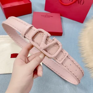 Valentino Vlogo Woven Leather Belt Pink 40MM 