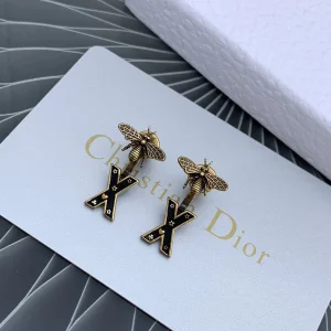 Luxury Womens Jewelry Dior Metal Bee My ABCDior Earring Aged Gold A205PP140 AA155667