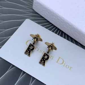 Luxury Womens Jewelry Dior Metal Bee My ABCDior Earring Aged Gold A205PP140 AA155667
