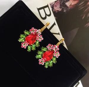 Dolce Gabbana Crystals Flower Earrings 