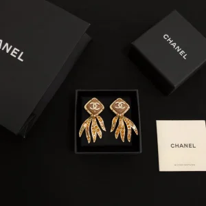 Luxury Womens Jewelry Chanel Gold Crystals CC and Wing Earrings A39PP155 AA155731