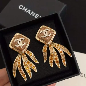 Luxury Womens Jewelry Chanel Gold Crystals CC and Wing Earrings A39PP155 AA155731