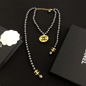 Chanel Round CC and Black Pearls Necklaces 