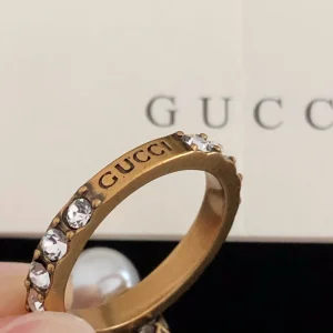 Luxury Womens Jewelry Gucci Double G Ice Cream Ring with Crystals A39PP100 AA157035