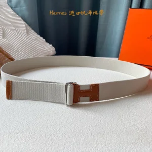 Luxury Mens Belt Hermes Nomade Knotted Style Belt in White 40MM A175PP240 AA161399