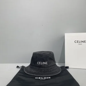 Celine Bucket Hat Denim Vintage Black 60585 