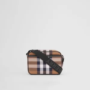 Luxury Mens Handbags Burberry Check Cotton Crossbody Bag 22x8x14CM A197PP480 AA162304