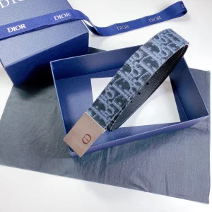 Luxury Mens Belts Dior Mens Blue Dior Oblique Belts 34MM A191PP240 AA164490