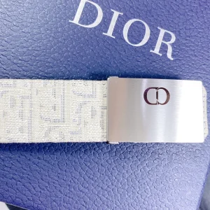 Luxury Mens Belts Dior Mens White Dior Oblique Belts 34MM A191PP240 AA164491