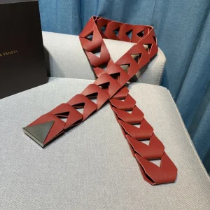 Bottega Veneta Triangle Leather Belt Red 50MM 