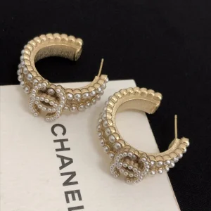 Chanel Earrings Chanel Pearls CC Open Cut Earrings 