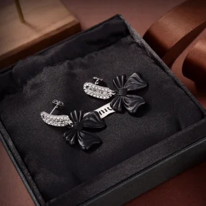 Luxury Womens Jewelry MiuMiu Earring Miu Miu Black Bowknot Earrings A152PP120 AA172769