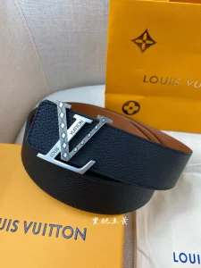 Luxury Mens Belts Lous Vuitton LV Black Grained Leather Belt 40MM A175PP240 AA174040