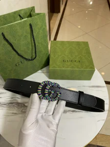 Gucci Double G Buckle Leather Belt Black 30MM 