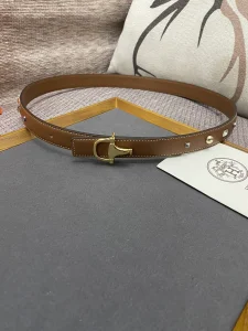 Replica Womens Belts Hermes Stud Leather Belt in Brown 25MM A175PP240 AA175586