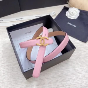 Replica Womens Belts Chanel CC Logo Buckle Leather Belt in Pink 20MM A175PP240 AA176556