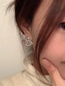 Replica Womens Jewelry Chanel CC Logo Square Earrings A39PP130 AA178458