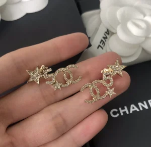 Replica Womens Jewelry Chanel Crystals CC Logo Star Earrings A39PP130 AA179275