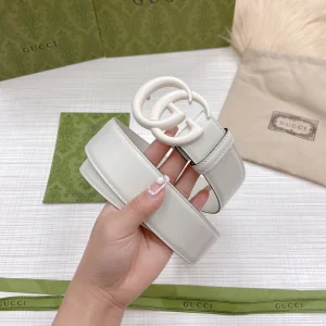 Replica Womens Belts Gucci GG Marmont Wide Belt in White 40MM A175PP240 AA179870