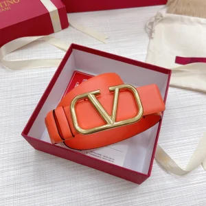 Replica Womens Belts Valentino Vlogo Leather Belt in Orange 40MM A175PP240 AA183360