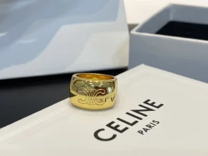 Replica Womens Jewelry Celine Gold Triomphe Bold Rings A39PP110 AA184507