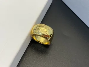 Replica Womens Jewelry Celine Gold Triomphe Bold Rings A39PP110 AA184507