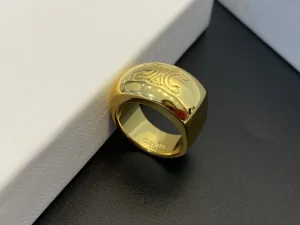 Replica Womens Jewelry Celine Gold Triomphe Bold Rings A39PP110 AA184507