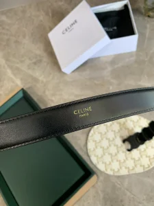 Replica Womens Belts Celine Triomphe Black Calf Leather Belt 25MM A175PP240 AA187258
