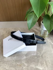 Replica Womens Belts Celine Triomphe Black Calf Leather Belt 25MM A175PP240 AA187258