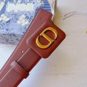 Essenceofluxury Womens Belts Dior Bobby Belt in Brown Smooth Calfskin 34MM A175PP240 AA196033