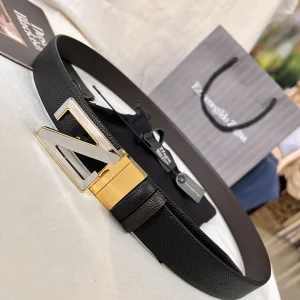 Zegna Leather Belt Black Brown 
