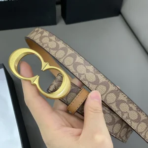 Coach Leather Belt Beige 25MM 