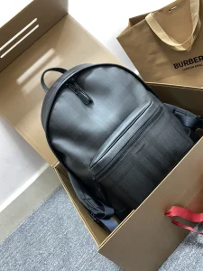 Essenceofluxury Mens Handbags Burberry Check Backpack in Black 42x14x30CM A196PP980 AA197897