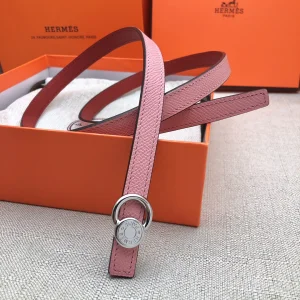 Essenceofluxury Womens Belts Hermes Leather Belt in Pink Red 13MM A175PP240 AA197862
