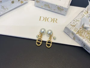 Essenceofluxury Womens Jewelry Dior Gold CD Navy Earrings with Pearl A39PP180 AA198664