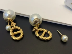 Essenceofluxury Womens Jewelry Dior Gold CD Navy Earrings with Pearl A39PP180 AA198664