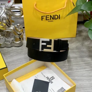 Essenceofluxury Mens Belts Fendi FF Logo Buckle Black Leather Belt 38MM A175PP240 AA200507