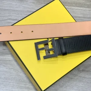 Essenceofluxury Mens Belts Fendi FF Logo Buckle Black Leather Belt 38MM A175PP240 AA200509