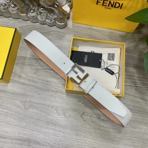 Essenceofluxury Mens Belts Fendi FF Logo Buckle White Leather Belt 38MM A175PP240 AA200505