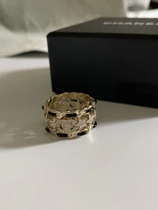 Chanel Crystals CC Logo Star Rings 