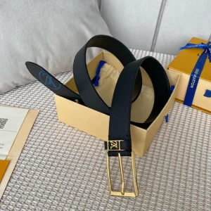 Essenceofluxury Mens Belts Louis Vuitton Vendome Leather Belt in Black 35MM A175PP240 AA201881