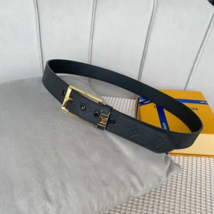 Louis Vuitton Vendome Leather Belt Black 35MM 