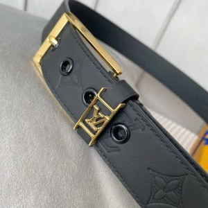 Essenceofluxury Mens Belts Louis Vuitton Vendome Leather Belt in Black 35MM A175PP240 AA201884