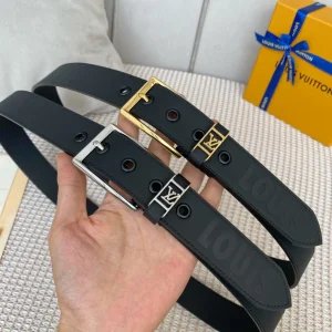 Essenceofluxury Mens Belts Louis Vuitton Vendome Leather Belt in Black 35MM A175PP240 AA201886