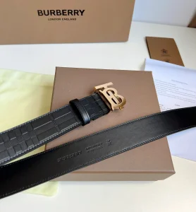 Essenceofluxury Mens Belts Burberry TB Belt in Black Leather 35MM A175PP240 AA202487