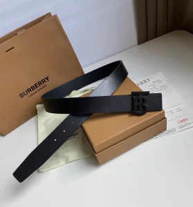 Essenceofluxury Mens Belts Burberry TB Belt in Black Leather 35MM A175PP240 AA202493