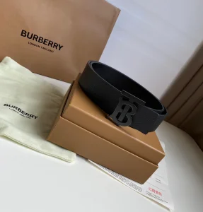 Essenceofluxury Mens Belts Burberry TB Belt in Black Leather 35MM A175PP240 AA202493